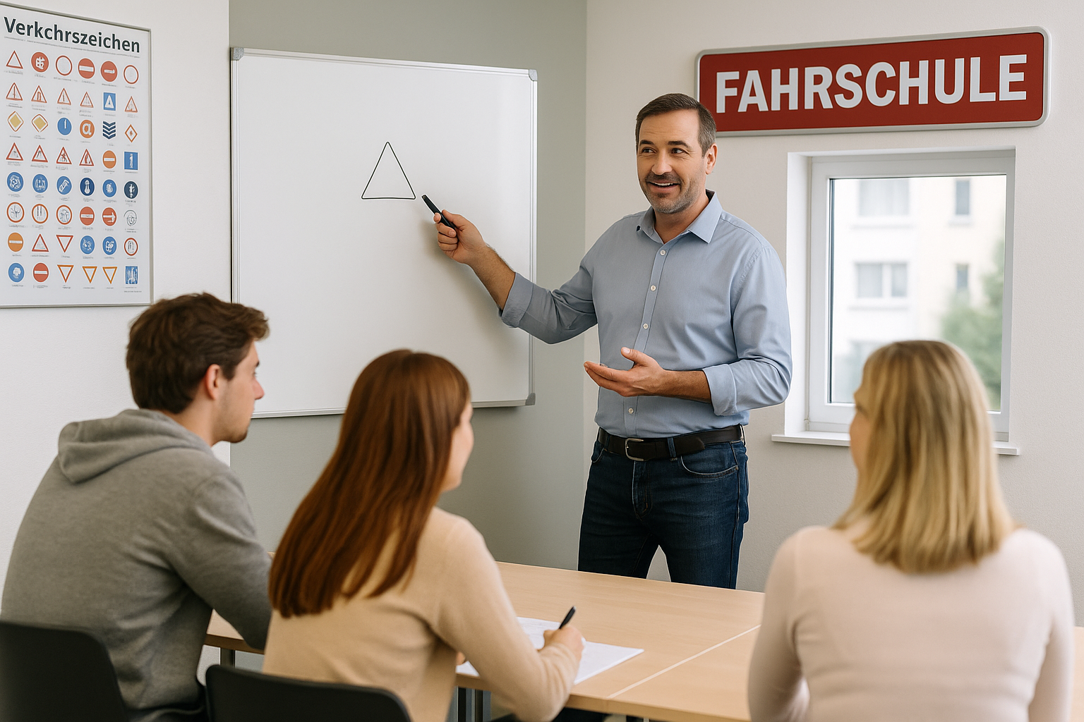 Ausbilder vor Gruppe